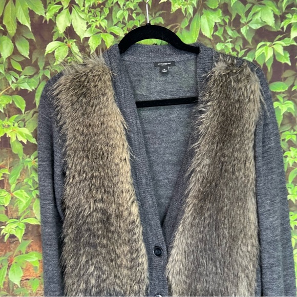 ANN TAYLOR Longline Gray Faux Fur Alpaca/Wool Blend Cardigan Duster, S - Picture 7 of 9